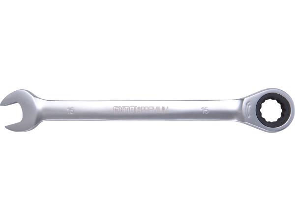 EXTOL PREMIUM 8816115 - klíč ráčnový očkoplochý, 72 zubů, 15mm