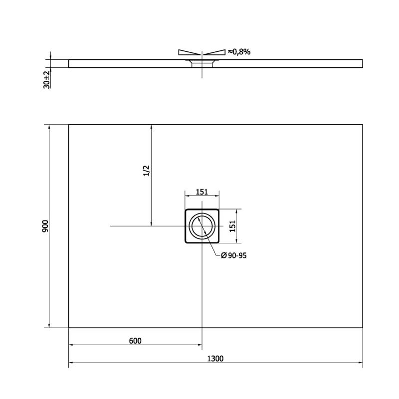 FLEXIA vanička z litého mramoru s možností úpravy rozměru, 130x90cm, antracit mat 1