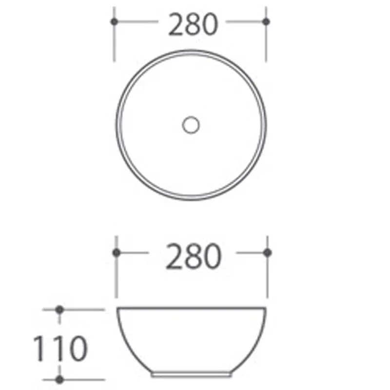 ASTER keramické umývátko průměr 28x11 cm, na desku (AR499)