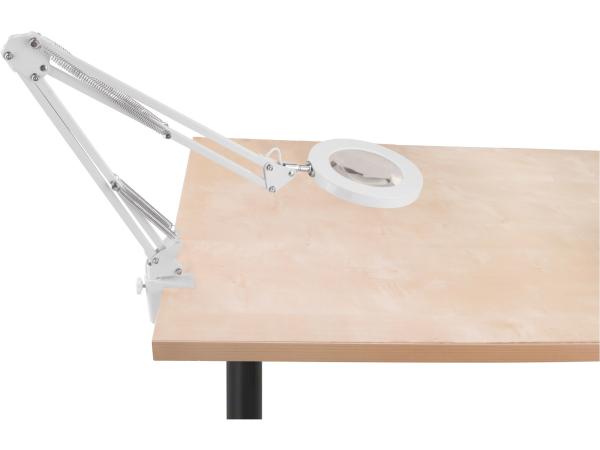 EXTOL LIGHT 43161 - lampa stolní s lupou, USB napájení, bílá, 2400lm, 3 barvy světla, 5x zvětšení