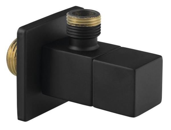 Rohový ventil s rozetou, hranatý, 1/2"x 3/8" , černá mat (SL115)