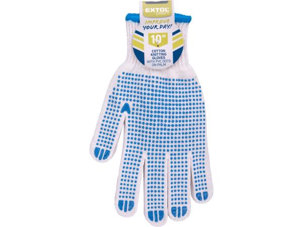 EXTOL CRAFT 99708 - rukavice bavlněné s PVC terčíky na dlani, velikost 10"