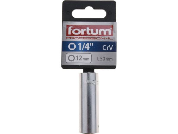 FORTUM 4701525 - hlavice nástrčná prodloužena 1/4", 12mm, L 50mm