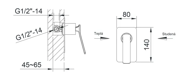 JUMPER podomítková sprchová baterie, 1 výstup, chrom (JM041)