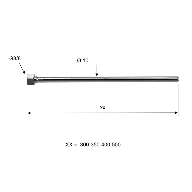 Pevná připojovací trubka průměr 10 mm, F 3/8', 40 cm, chrom