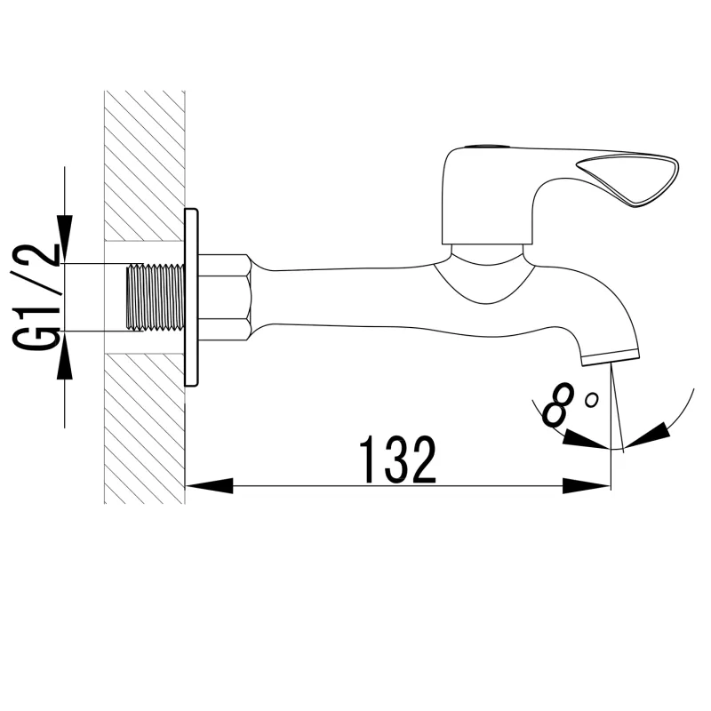Nástěnný ventil 1/2", dlouhý, chrom (ZY12062)