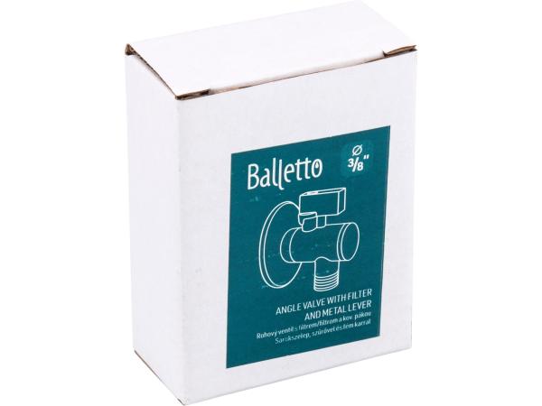 BALLETTO 81154 - ventil rohový s filtrem a kovovou pákou, 1/2"-3/8"