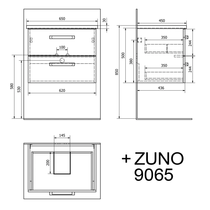 VEGA umyvadlová skříňka 62x50x43,6 cm, 2xzásuvka, bílá (VG064)