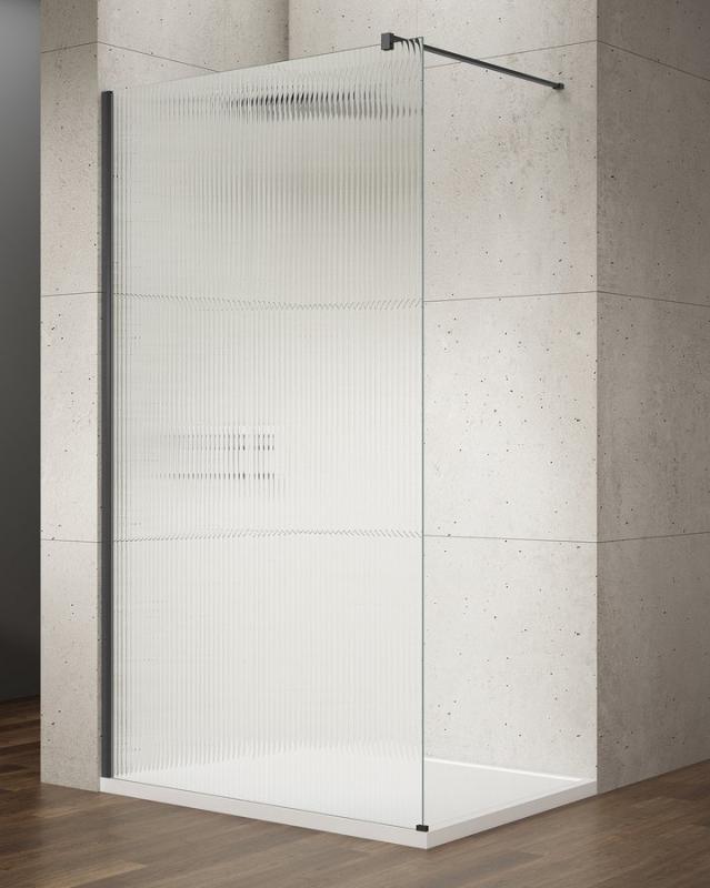 VARIO BLACK jednodílná sprchová zástěna k instalaci ke stěně, sklo nordic, 700 mm