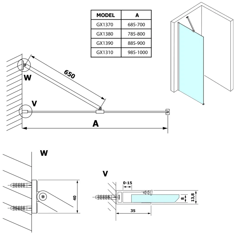 VARIO kouřové sklo 900x2000mm (GX1390)