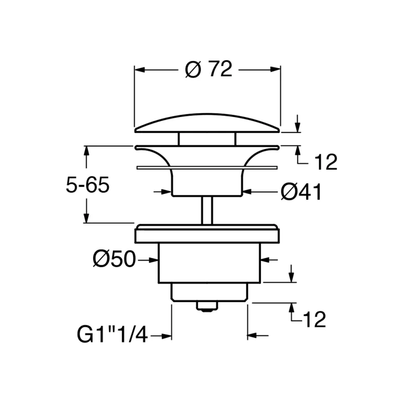 GSI umyvadlová výpust 5/4“, click-clack, keramická zátka, černá mat (PCS26)