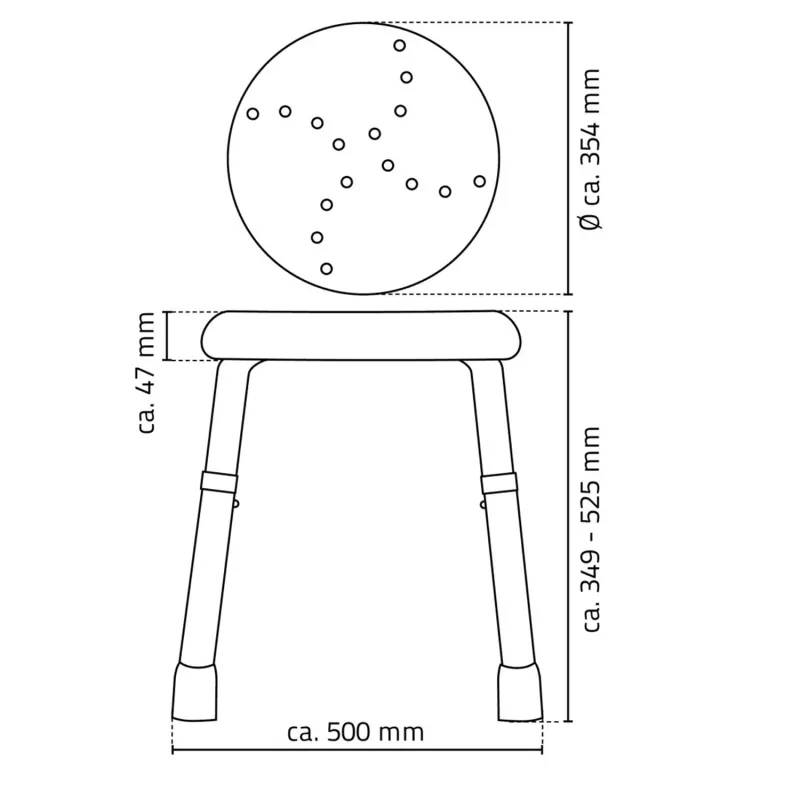 HANDICAP koupelnová stolička, průměr 45cm, bílá 1