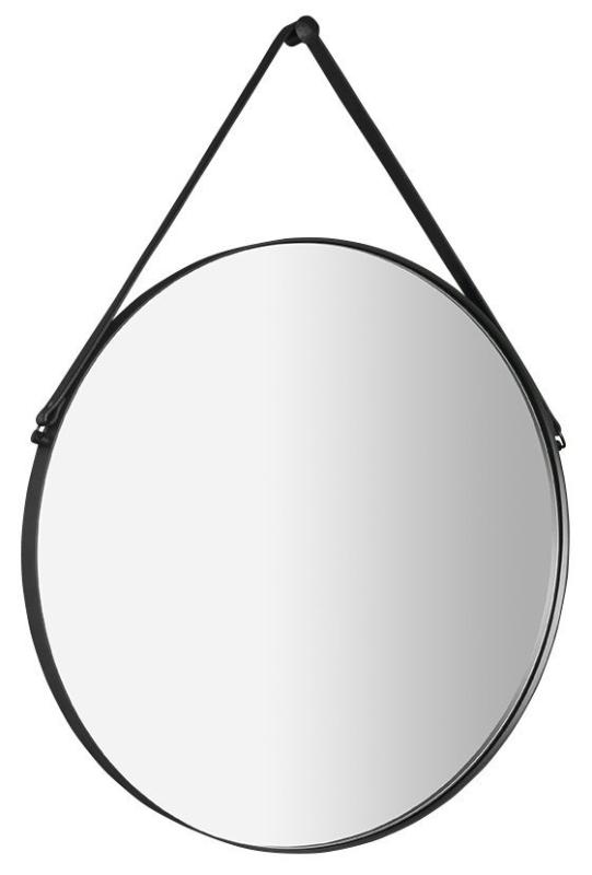 ORBITER zrcadlo kulaté s koženým páskem, ? 70cm, černá mat (ORT070)