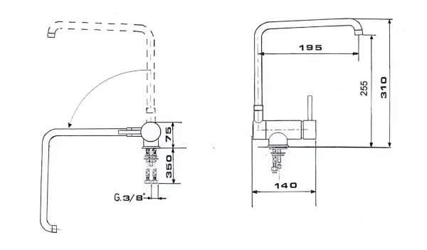 RHAPSODY stojánková dřezová baterie sklopná pod okno, chrom (5507S)