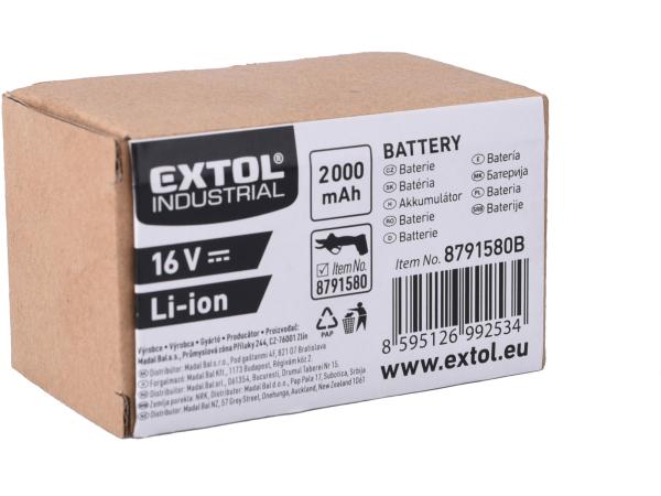 EXTOL INDUSTRIAL 8791580B - baterie akumulátorová, 16V Li-ion, 2000mAh