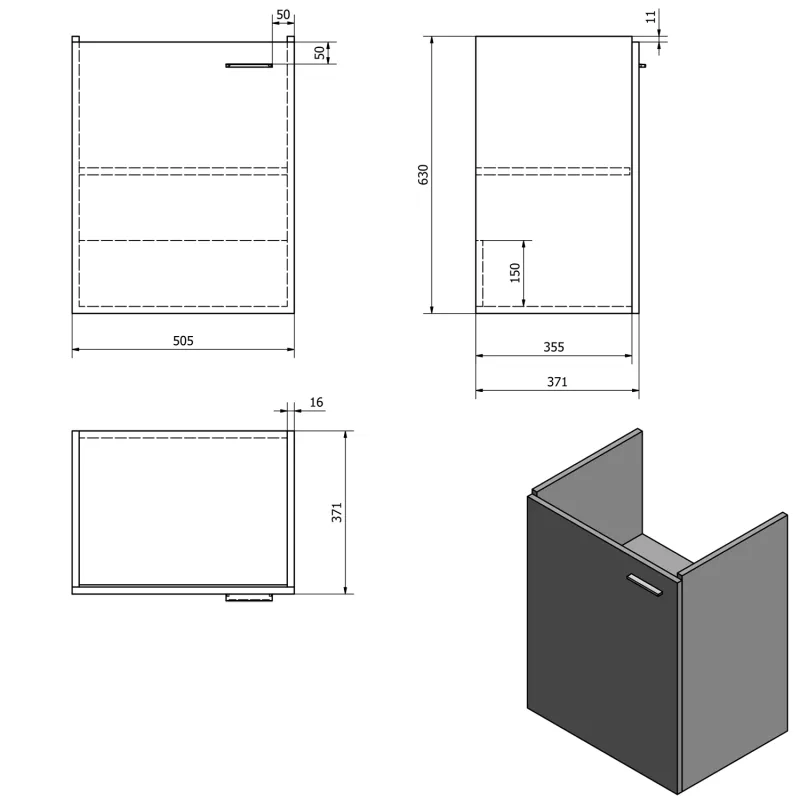 ZOJA umyvadlová skříňka 50,5x63x37,1cm, bílá (56373)