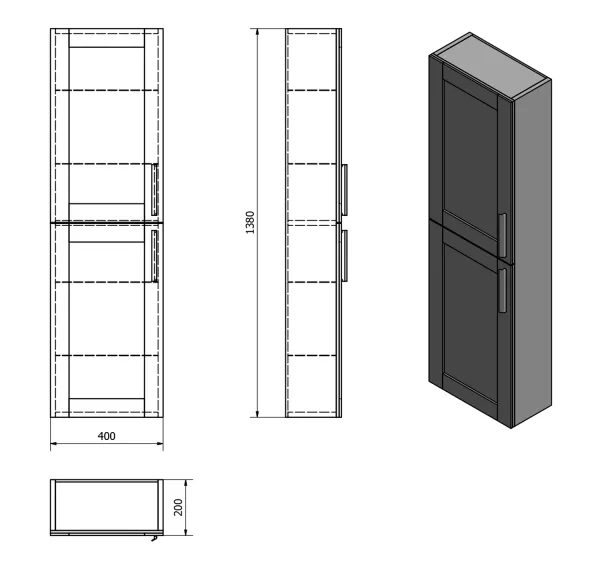 AMIA skříňka vysoká 40x140x20cm, levá/pravá, dub Texas (AM030-2020)