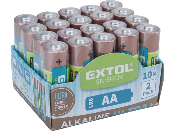 EXTOL ENERGY 42013 - baterie alkalické, 20ks, 1,5V AA (LR6)