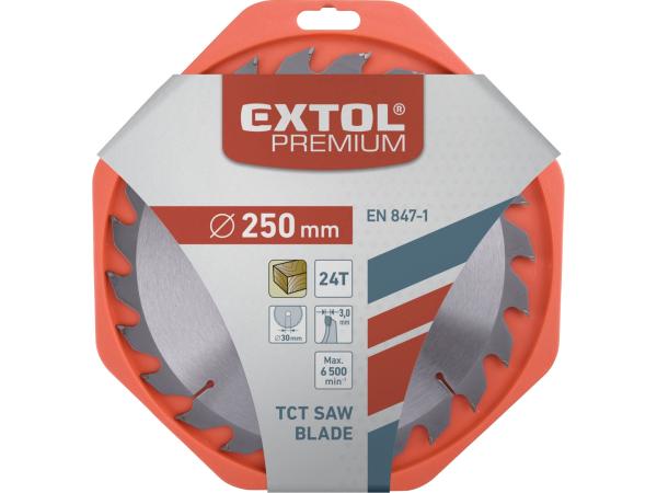 EXTOL PREMIUM 8803240 - kotouč pilový s SK plátky, O 250x3,0x30mm, 24T