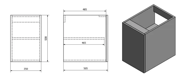 TREOS skříňka spodní dvířková 35x53x50,5cm, pravá/levá, černá mat (TS035-3535)