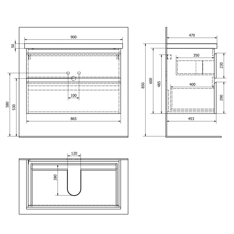ALTAIR umyvadlová skříňka 86,5x60x45cm, dub emporio (AI390)