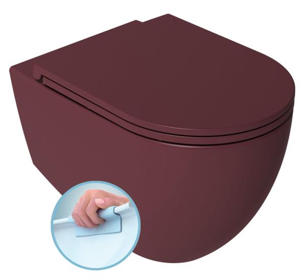 INFINITY závěsná WC mísa, Rimless, 36,5x53cm, maroon red