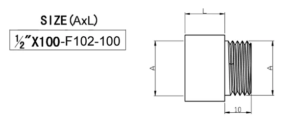 Prodloužení 1/2"x100mm, mosaz (F102-100)
