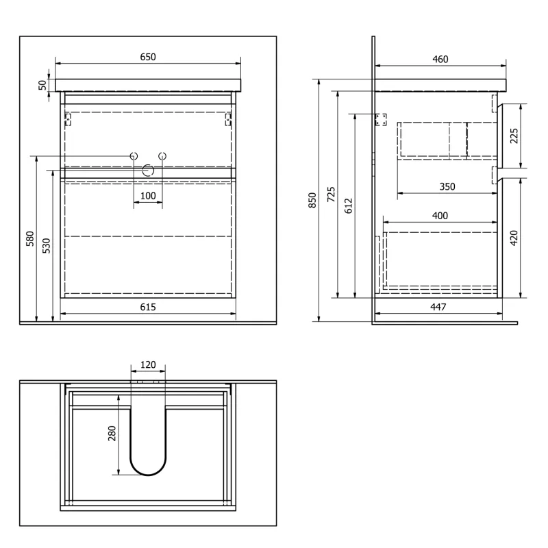 ALTAIR umyvadlová skříňka 61,5x72,5x45cm, bílá (AI265)