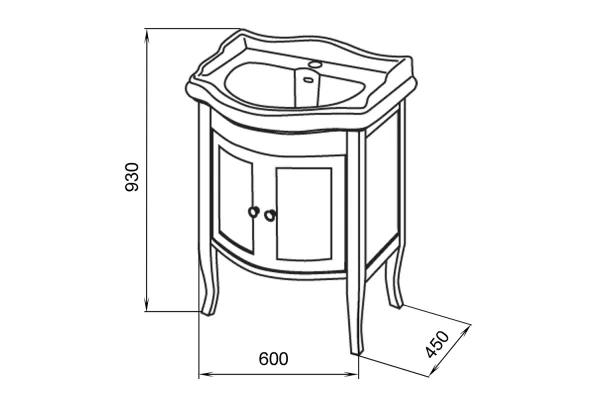 RETRO umyvadlová skříňka 60x80x45cm, buk (735140)