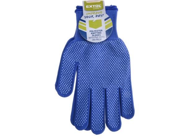 EXTOL CRAFT 99713 - rukavice z polyesteru s PVC terčíky na dlani, velikost 8"