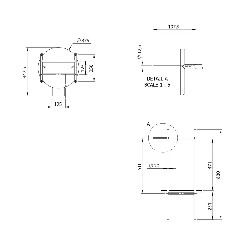 PUNO podstavec pod kulatá umyvadla 375x830x448xmm, černá 1