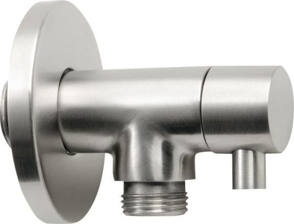 MINIMAL rohový ventil s rozetou, 1/2"x 3/8" pro studenou vodu, nerez (MI058S)