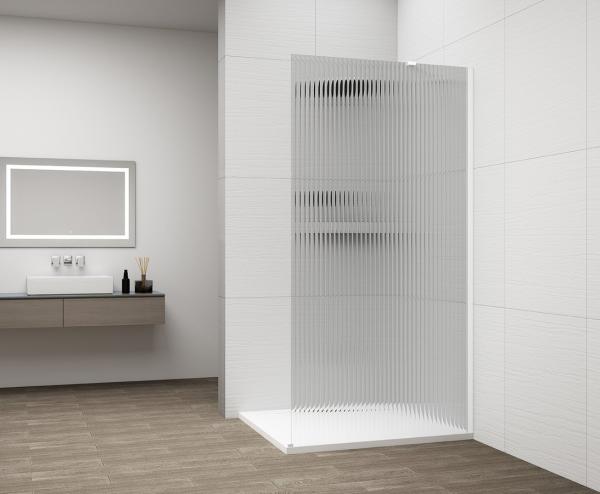 ESCA WHITE MATT jednodílná sprchová zástěna k instalaci ke stěně, sklo Flute, 1000 mm