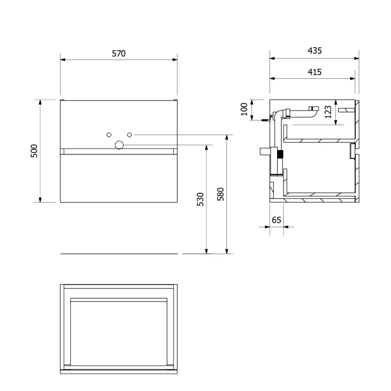 ODETTA umyvadlová skříňka 57x50x43,5cm, bílá lesk (DT060-3030)