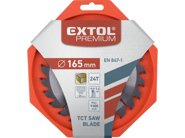 EXTOL PREMIUM 8803217 - kotouč pilový s SK plátky, O 165x2,6x20mm, 24T