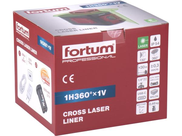 FORTUM 4780209 - laser zelený liniový, křížový samonivelační