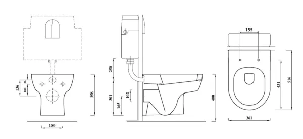 MODIS závěsná WC mísa, 36x52 cm, bílá (MD001)