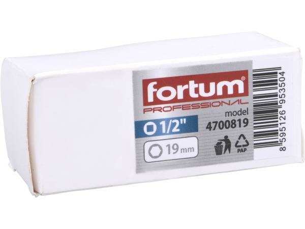 FORTUM 4700819 - hlavice nástrčná rázová 1/2", 19mm, L 86mm