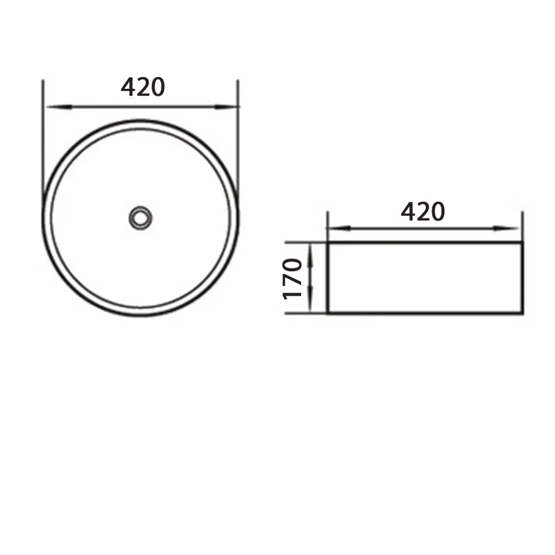 Keramické umyvadlo průměr 42x17 cm, na desku (49414)
