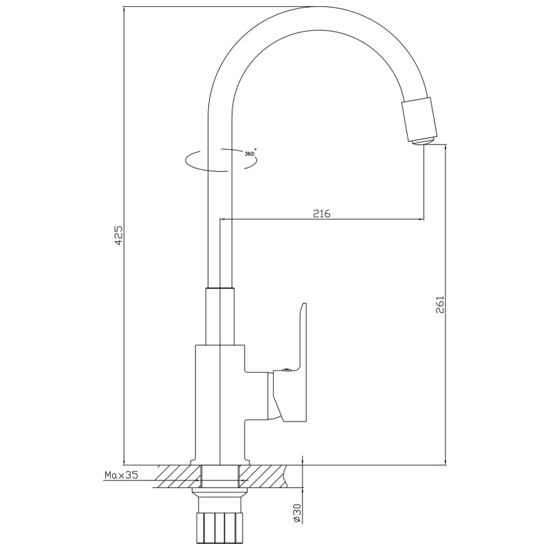 LORE stojánková dřezová baterie, flexibilní ramínko, černá/chrom (1106-70)