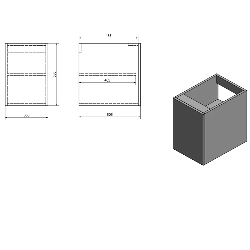 TREOS skříňka spodní dvířková 35x53x50,5cm, pravá/levá, dub Polar (TS035-1010)