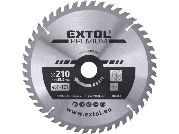 EXTOL PREMIUM 8803235 - kotouč pilový s SK plátky, O 210x3,0x25,4mm, 48T
