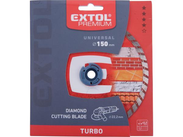 EXTOL PREMIUM 108753 - kotouč diamantový řezný, turbo - suché i mokré řezání, O 150x22,2x2