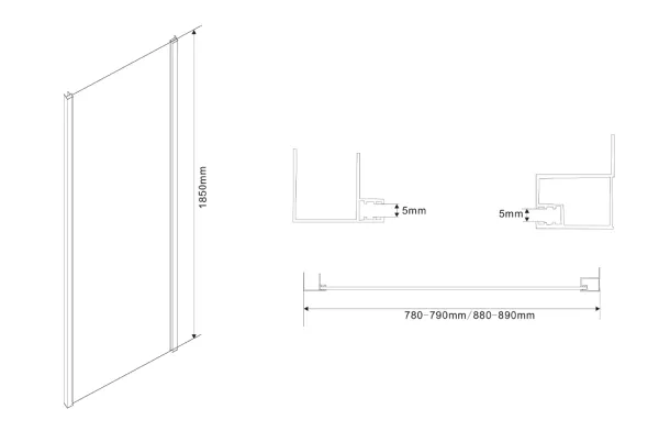 AMADEO boční stěna 900 mm, sklo BRICK (BTP90)