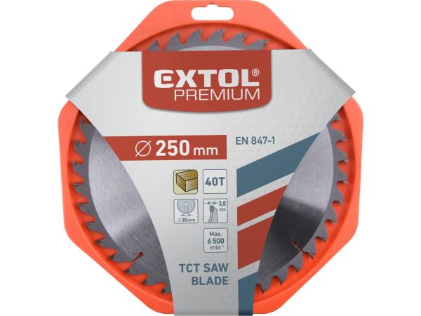 EXTOL PREMIUM 8803241 - kotouč pilový s SK plátky, O 250x3,0x30mm, 40T