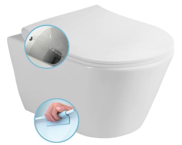 AVVA závěsná WC mísa Rimless s bidet. sprškou, 35,5x53 cm, bílá (100312)