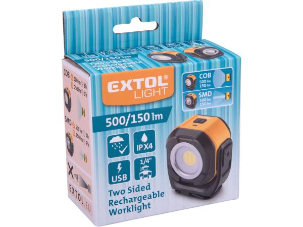 EXTOL LIGHT 43271 - reflektor oboustranný, 500lm, USB nabíjení