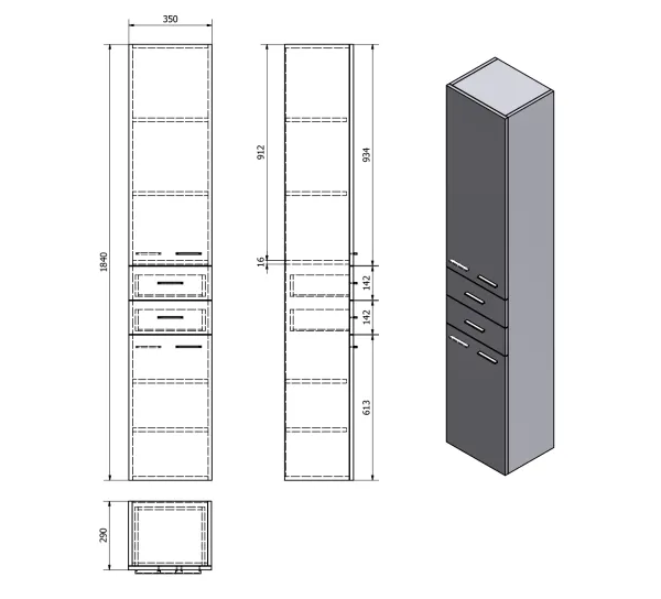 ZOJA/KERAMIA FRESH skříňka vysoká 35x184x29cm, bílá (51220)
