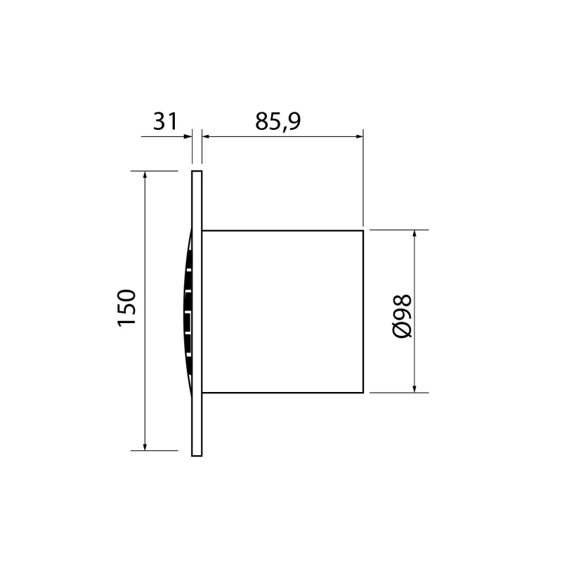 B-10 PLUS T koupelnový ventilátor s časovačem, 15W, potrubí 100mm, bílá 1