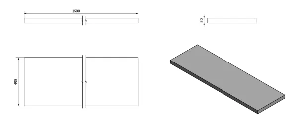 AVICE deska 160x50cm, šedý kámen (AV1610)